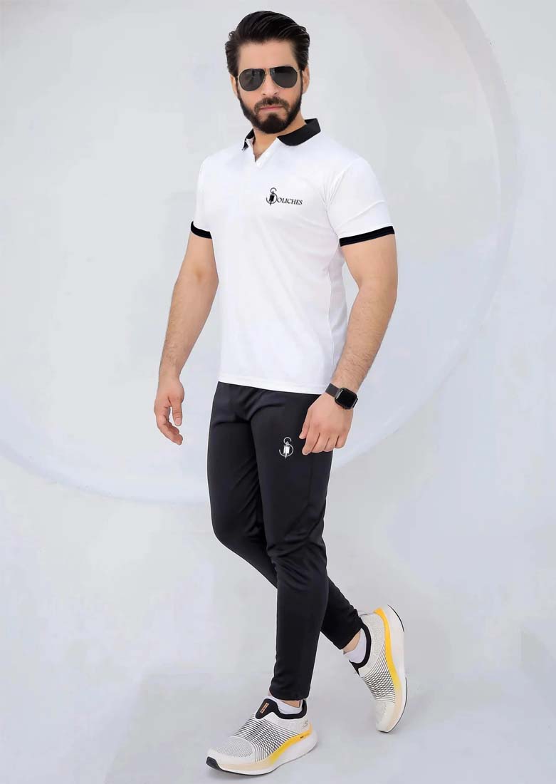 Black Contrast Dri-Fit Polo Tracksuit - Main Image