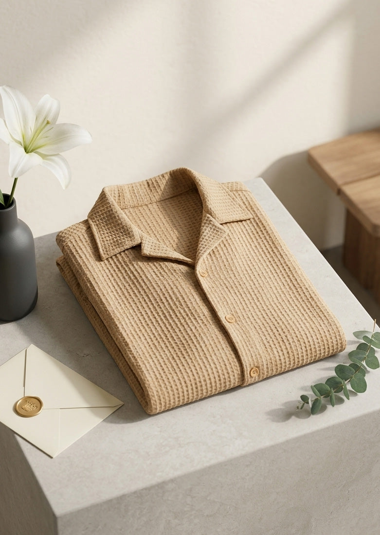 Soliches - Premium Beige Waffle Shirt