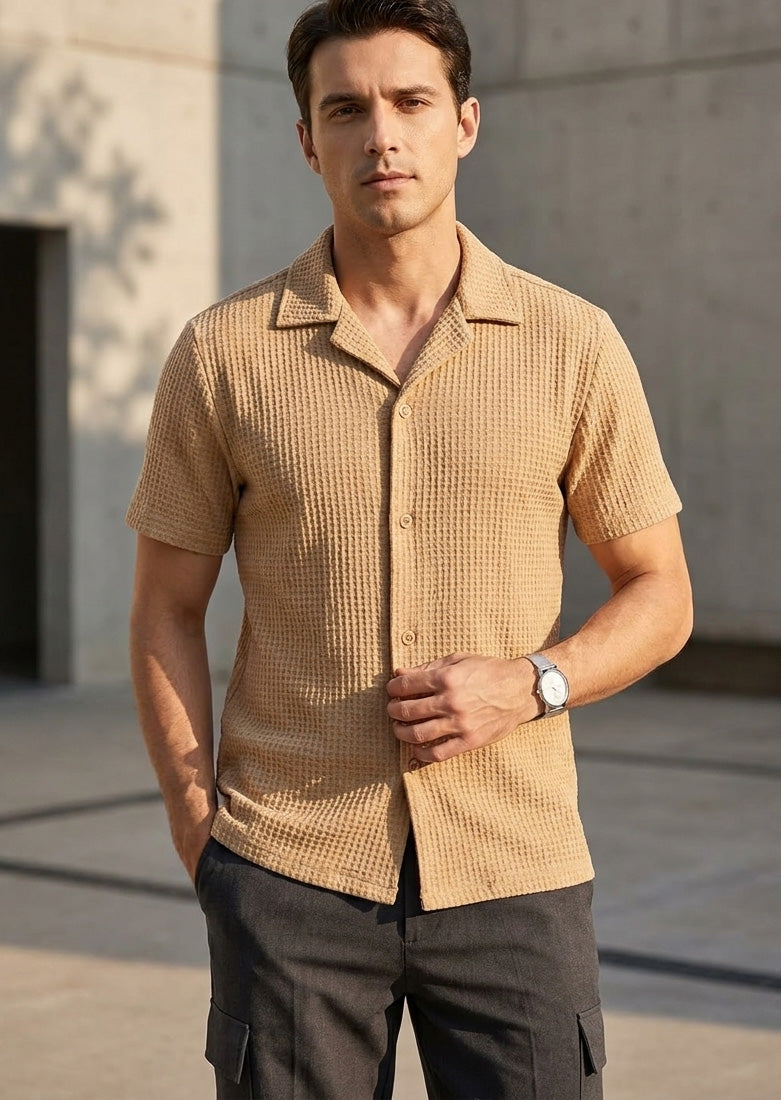 Soliches - Premium Beige Waffle Shirt