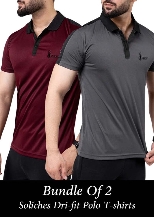 Bundle Of 2 Dri-fit Contrast Polo T-shirts  - Soliches