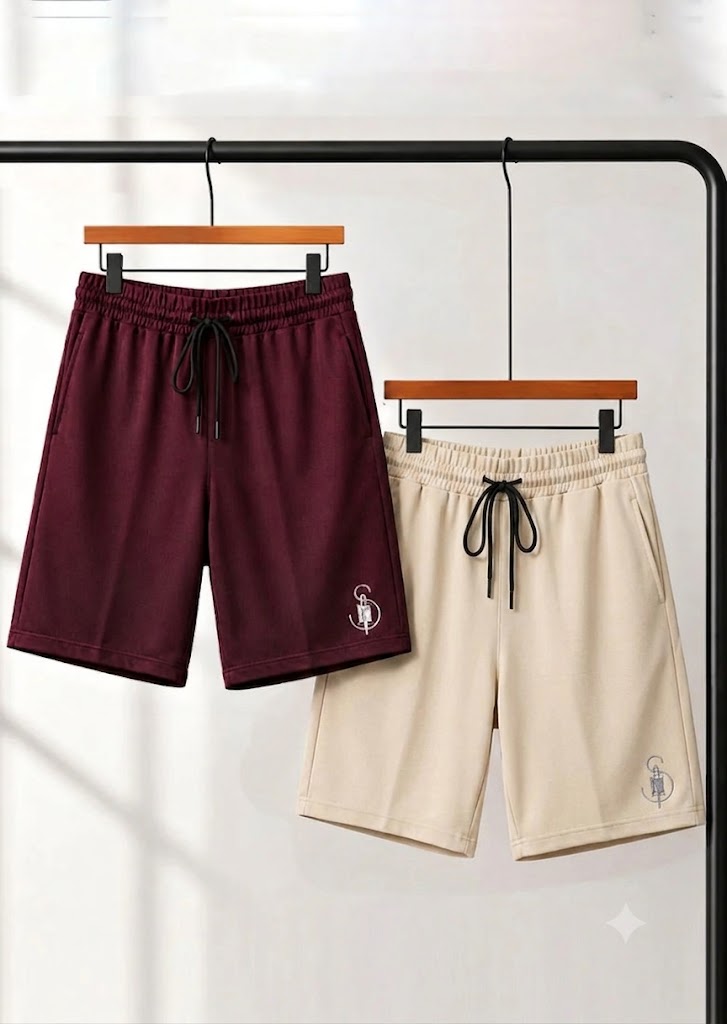 Bundle Of 2 Beige & Maroon Dr-Fit Shorts - Soliches
