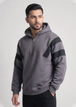 Soliches - Steel Grey Half-Zipper Pullover Hoodie