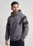 Soliches - Steel Grey Half-Zipper Pullover Hoodie