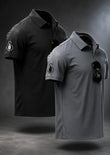 Bundle Of 2 Steel Grey & Black sleeve Pocket Polo T-shirts  - Soliches