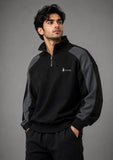 Soliches - Black Quarter-Zip Panel Sweatshirt