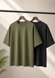Bundle Of 2 Olive & Black Over-Size T-shirts  - Soliches