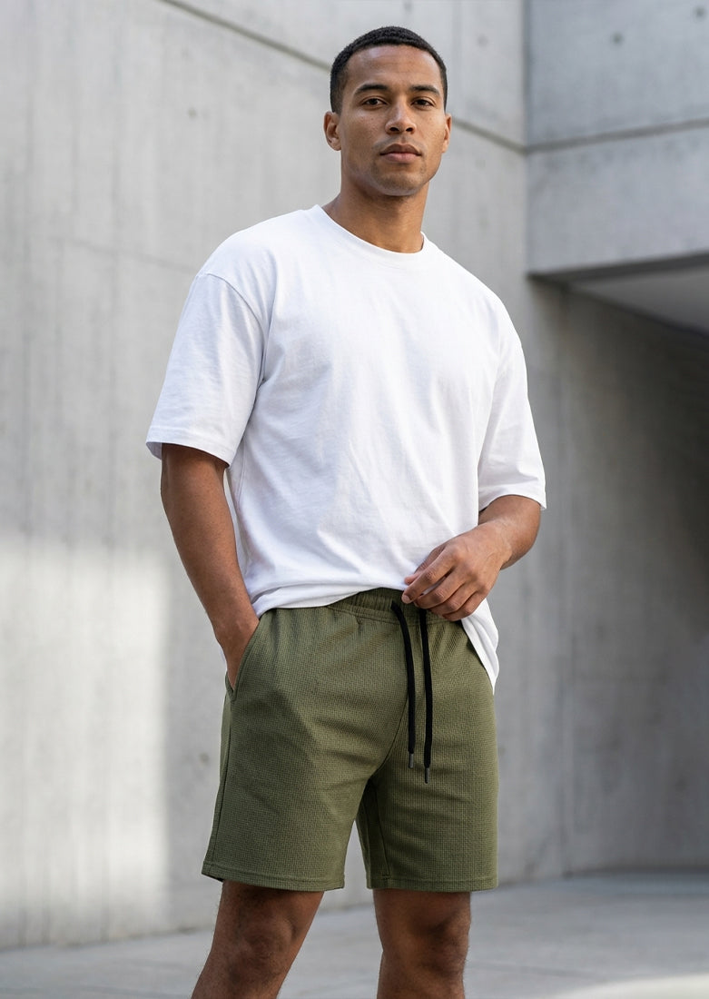 Soliches - Olive Textured Waffle Short