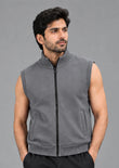 Soliches - Grey Sleeveless Zip-Up Vest Jacket