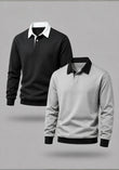 Bundle Of 2 Contrast Collar Sweatshirts | Grey And Black - Soliches