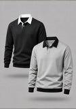 Bundle Of 2 Contrast Collar Sweatshirts | Grey And Black - Soliches