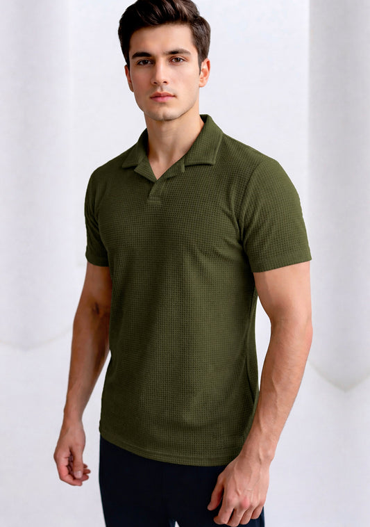 Soliches - Premium Olive Waffle Polo T-Shirt