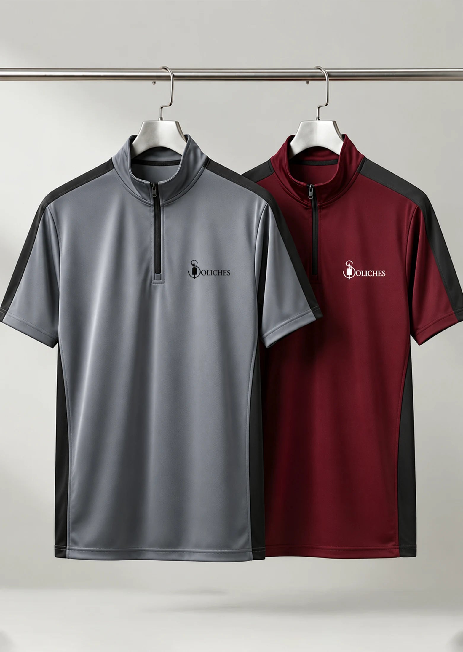 Premium Half-Zip Performance Duo T-shirts | Maroon & Grey  - Soliches