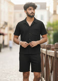 Soliches Premium Black Waffle Knitted Co-ord Set For Mens
