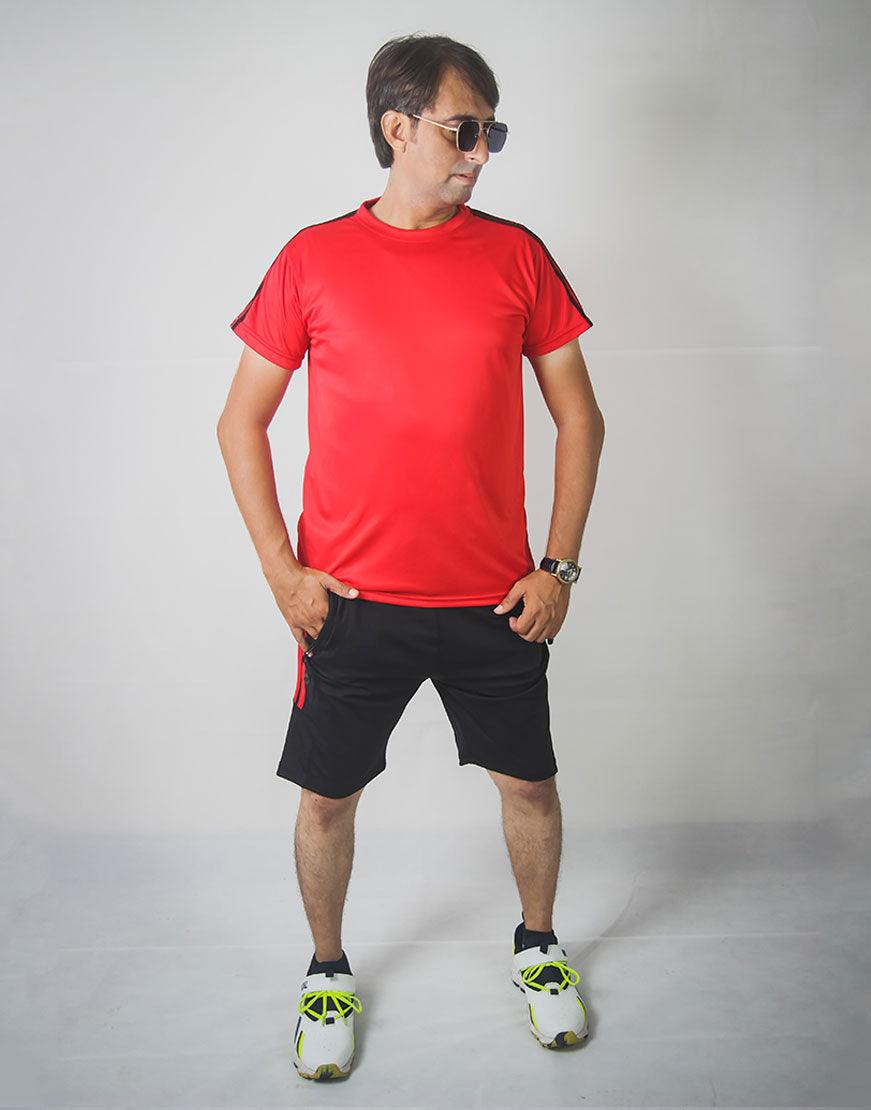 Red Three Stripe Dri Fit Short Suit - Soliches