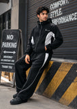 Soliches - Black Pipin Hooded Tracksuit For Mens | Polyester Fleece