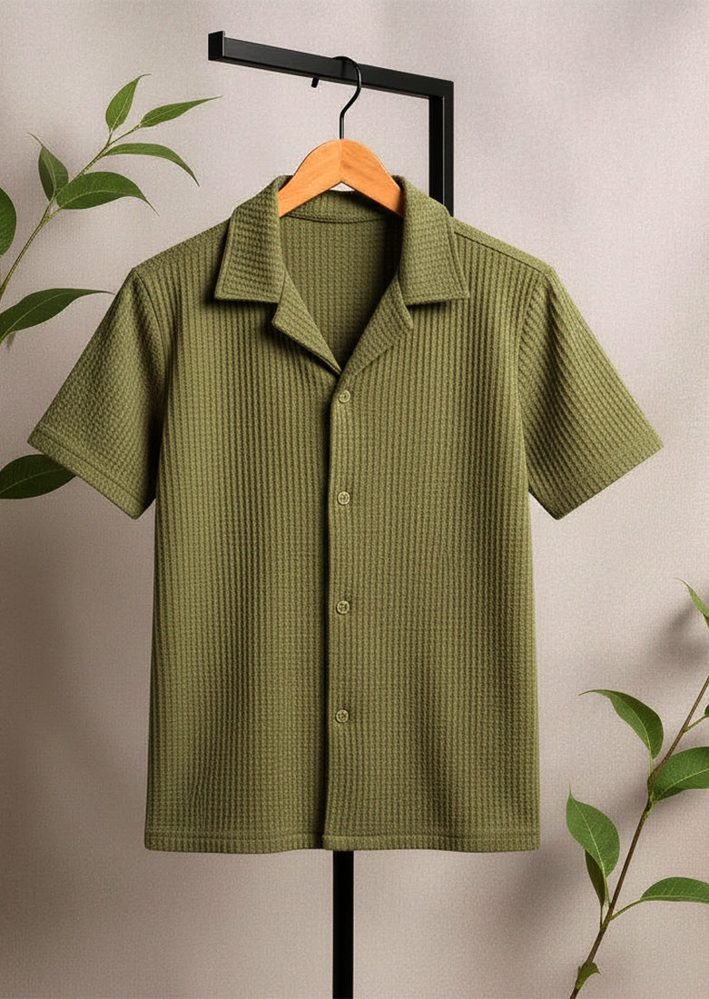 Soliches - Premium Olive Waffle Shirt