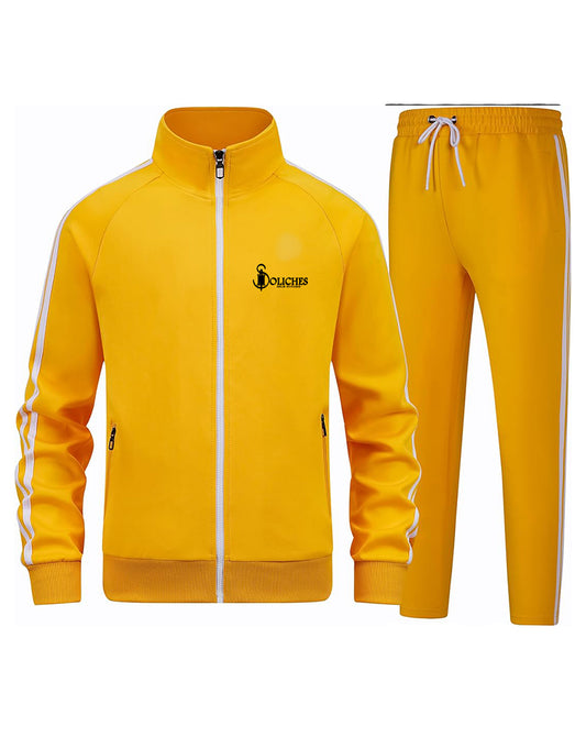 Yellow and white Stripe Winter Men Tracksuit