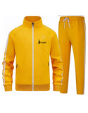 Yellow and white Stripe Winter Men Tracksuit