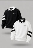 Bundle Of 2 Sleeves Panel Sweatshirts | White And Black - Soliches