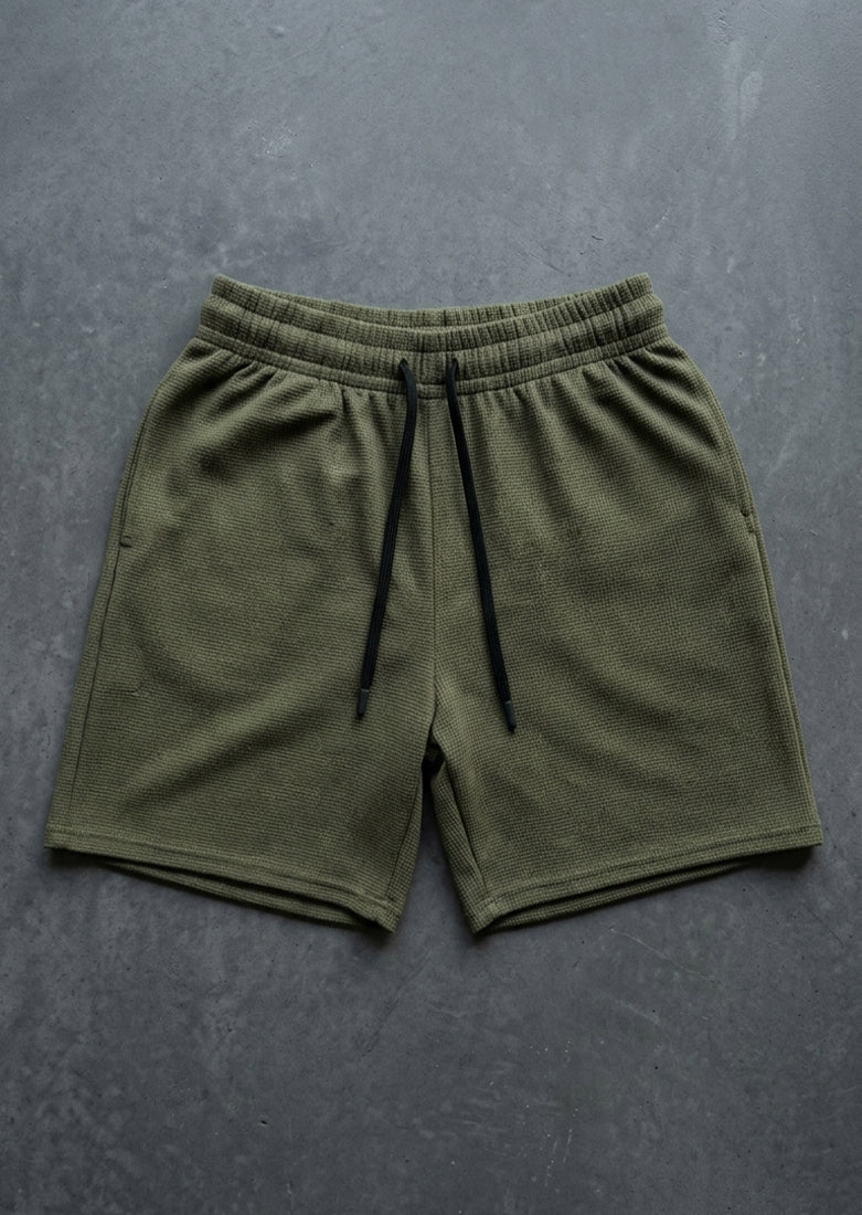 Soliches - Olive Textured Waffle Short