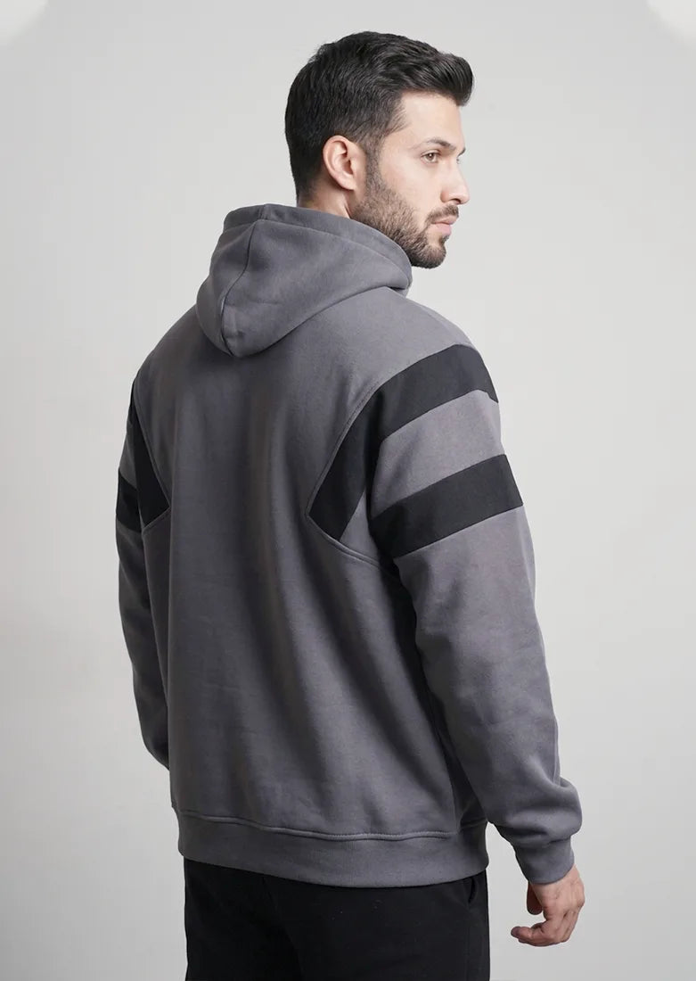 Soliches - Steel Grey Half-Zipper Pullover Hoodie