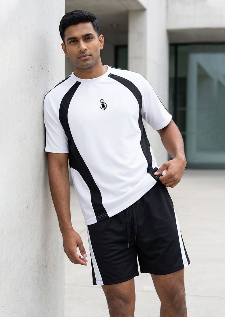 Soliches - Lightweight Monochrome Performance Panel Set – Athletic T-Shirt & Shorts Combo