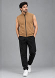 Soliches - Camel Sleeveless Zip-Up Vest Tracksuit