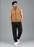 Soliches - Camel Sleeveless Zip-Up Vest Tracksuit
