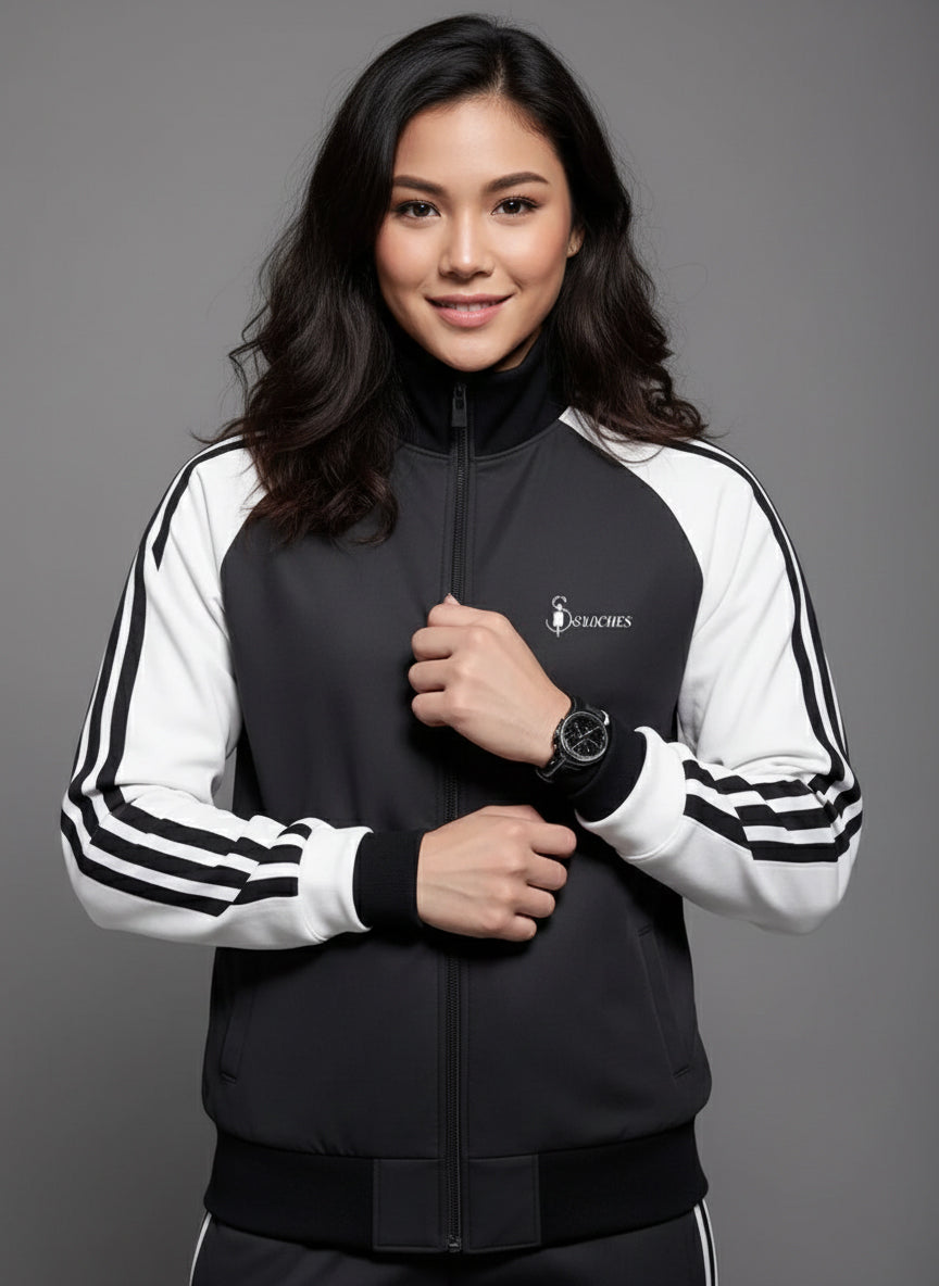 White Contrast Sleeve Jacket