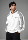 Soliches - White Quarter-Zip Panel Sweatshirt