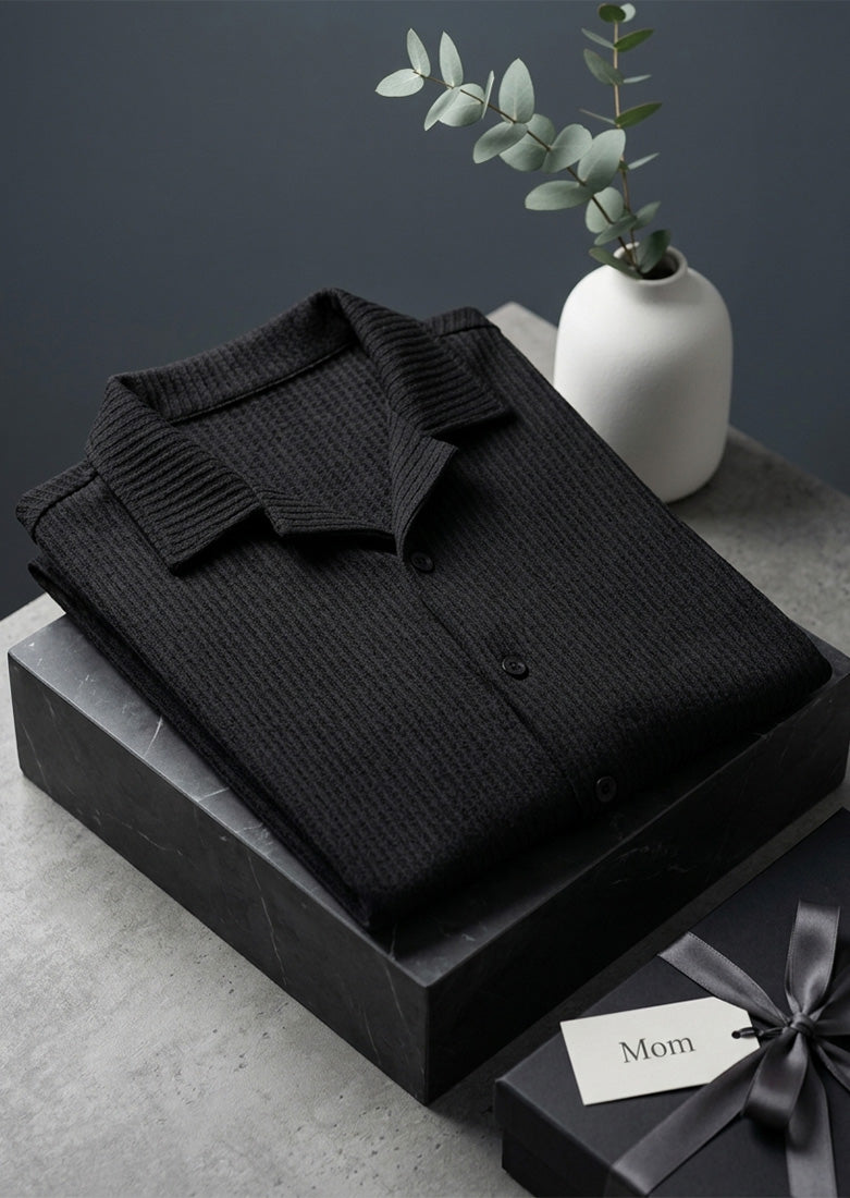 Soliches - Premium Black Waffle Shirt