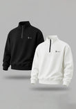 Bundle Of 2 Half Zipper Sweatshirts | White And Black - Soliches