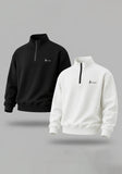 Bundle Of 2 Half Zipper Sweatshirts | White And Black - Soliches