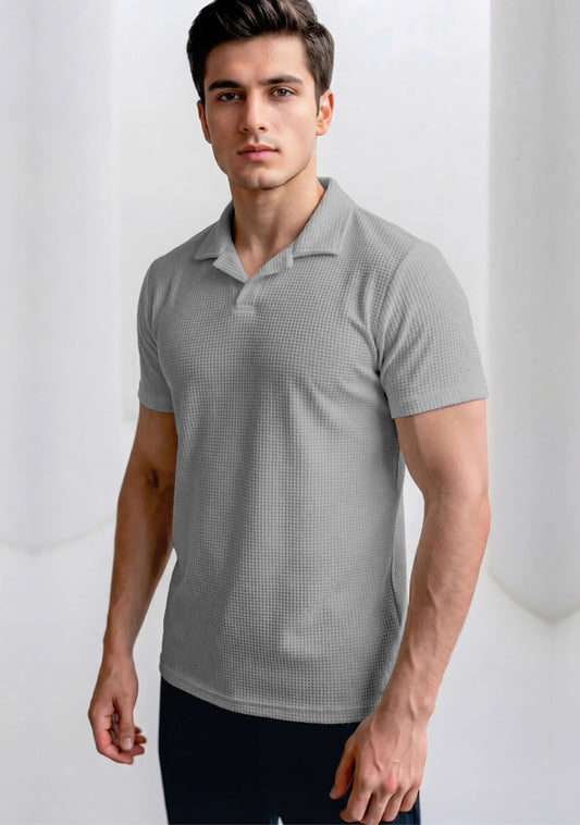 Soliches - Premium Grey Waffle Polo T-Shirt