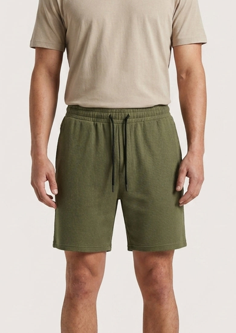 Soliches - Olive Textured Waffle Short