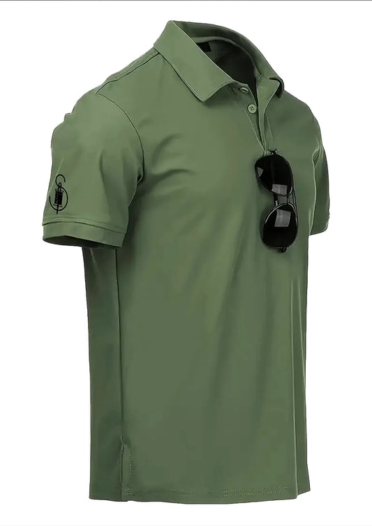 Olive Sleeve Pocket Polo T-shirt  - Soliches