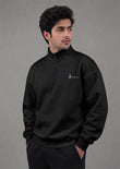 Soliches - Black Zipper Sweatshirt For Men | Polyester Fleece