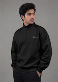 Soliches - Black Zipper Sweatshirt For Men | Polyester Fleece