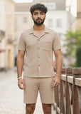 Soliches Premium Camel Waffle Knitted Co-ord Set For Mens