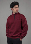 Soliches - Maroon Zipper Sweatshirt For Men | Polyester Fleece