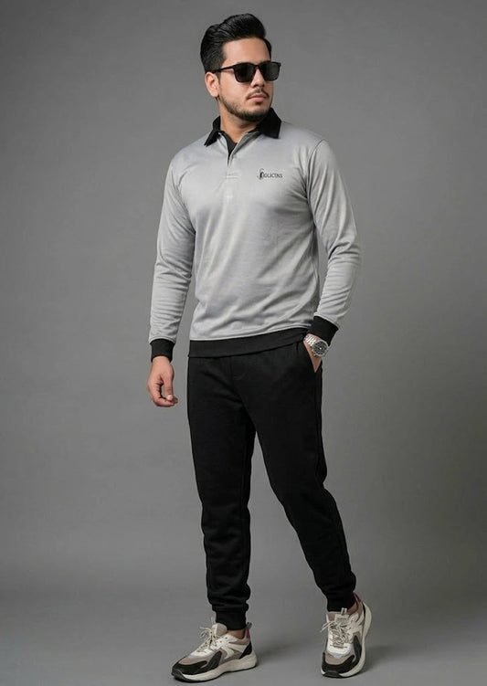 Winter Casual Grey Polo Tracksuit
