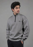 Soliches - Grey Zipper Sweatshirt For Men | Polyester Fleece