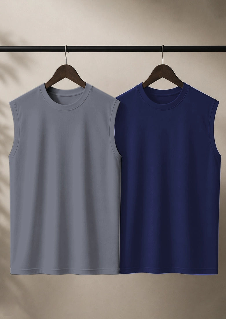 Bundle Of 2 Grey & Navy Plain Dr-Fit Sandos - Soliches