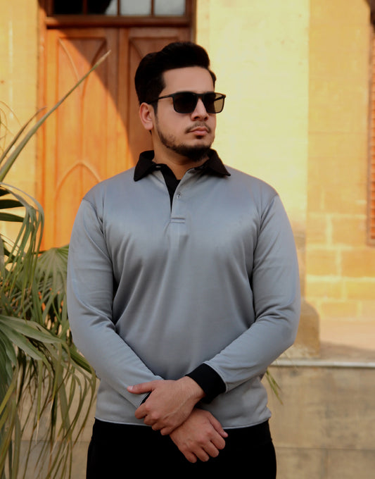 Steel Grey Polo Sweatshirt
