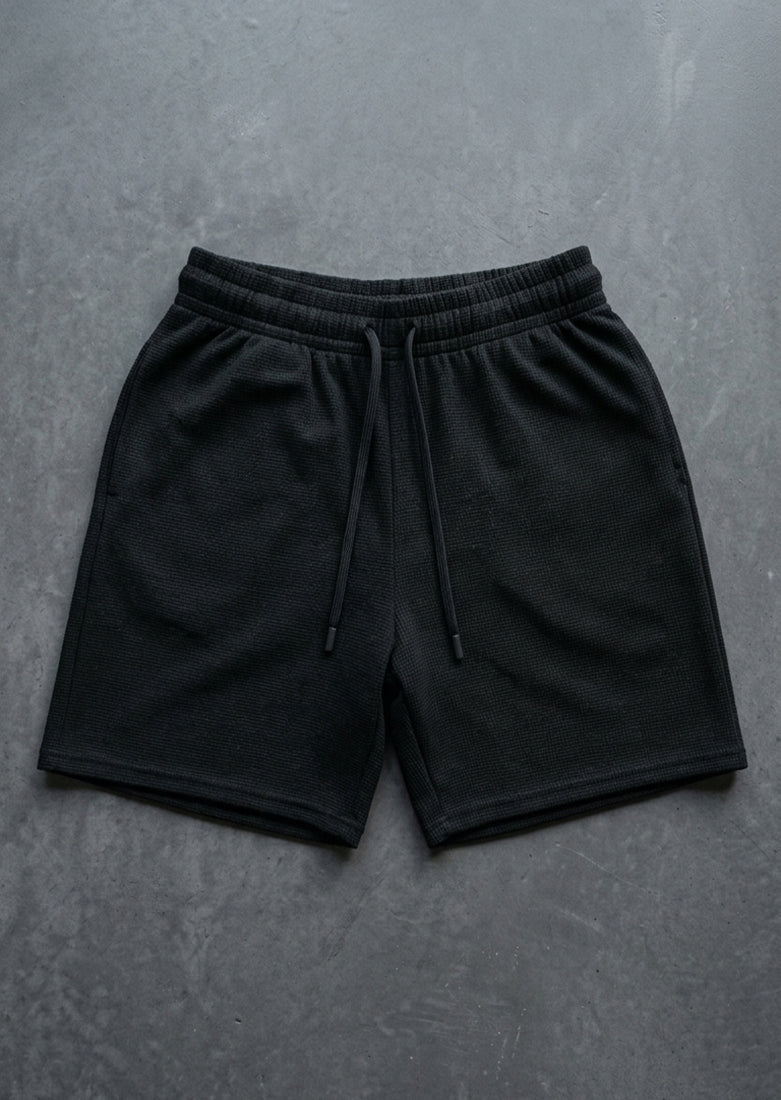 Soliches - Black Textured Waffle Short