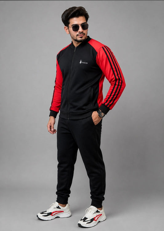 Winter Red Contrast Tracksuit