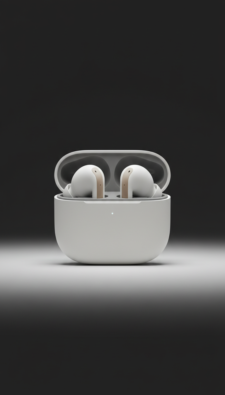 Porcelain in-ear wireless earbuds with open charging case