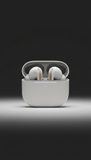 Porcelain in-ear wireless earbuds with open charging case