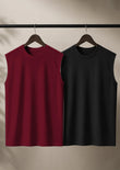 Bundle Of 2 Black & Maroon Plain Dr-Fit Sandos - Soliches