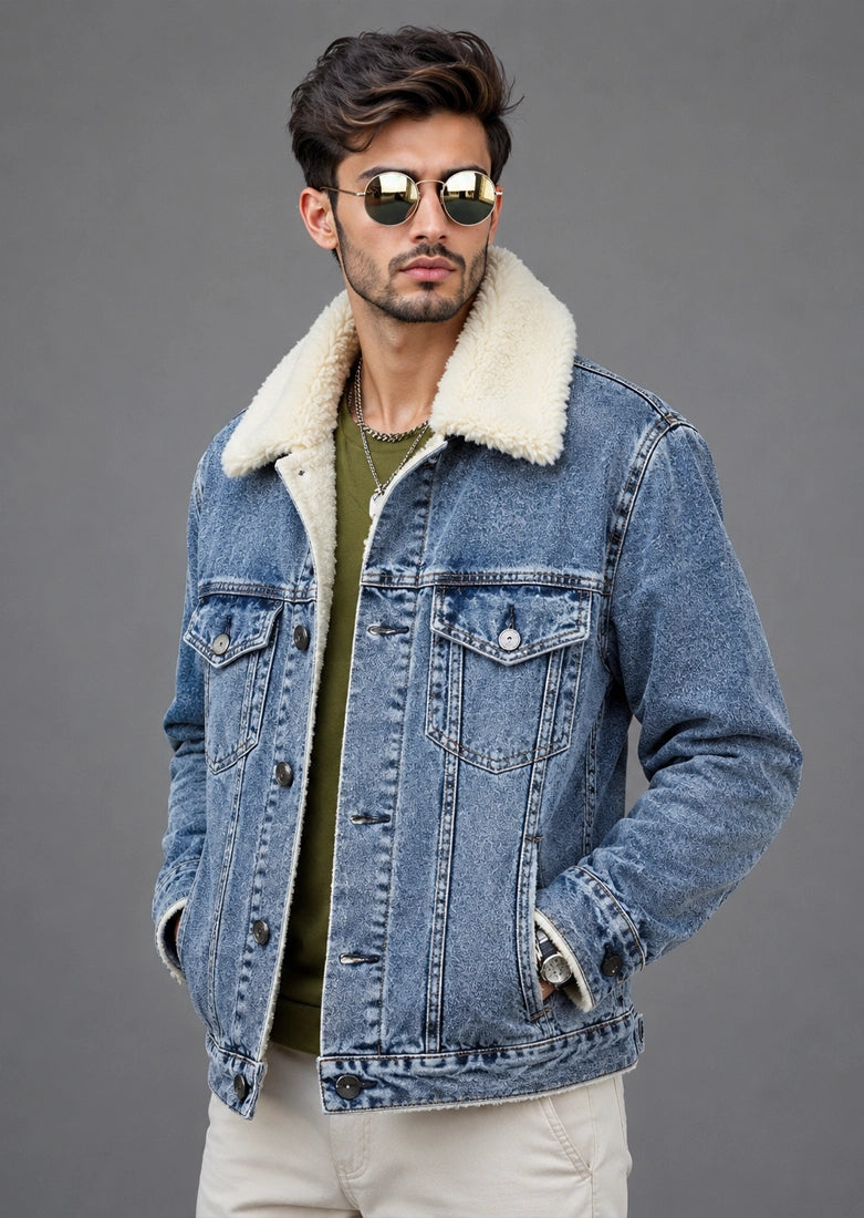Denim Fur Collar Jacket